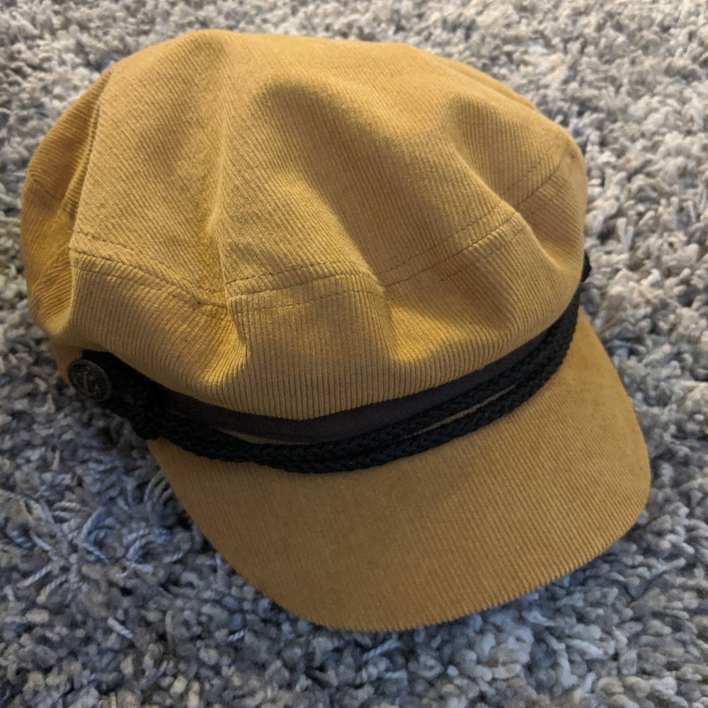 Beige Courduroy Baker Boy Hat
